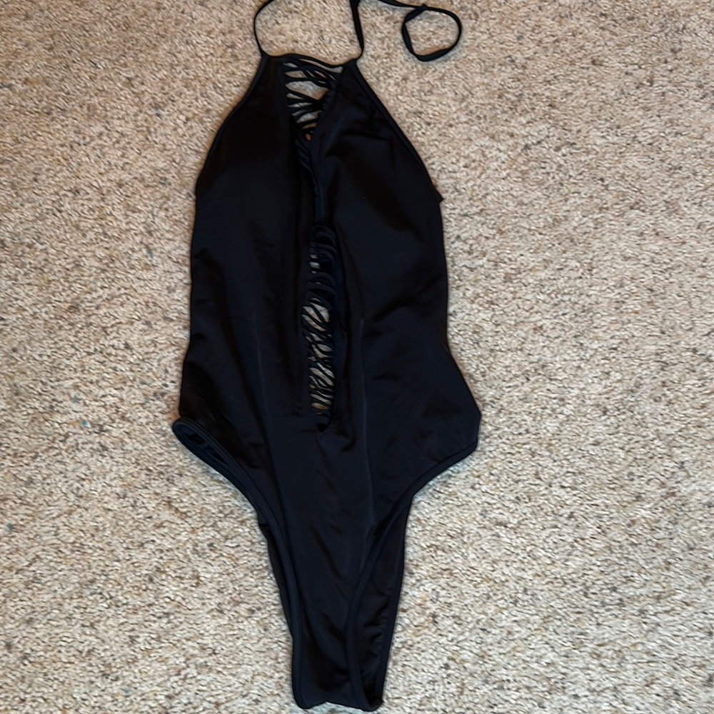 Black Halter One-Piece Swimsuit